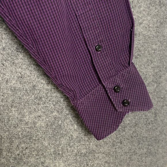 Thomas Dean Button Up Shirt Men Size XL Purple Check Flip Cuff ￼Pima Cotton - Picture 10 of 11